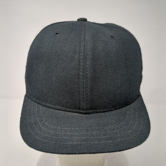New Era Fitted Hat Black 6 7/8 Solid Blank 6 Panel Vent Holes Outdoor - Picture 2 of 8